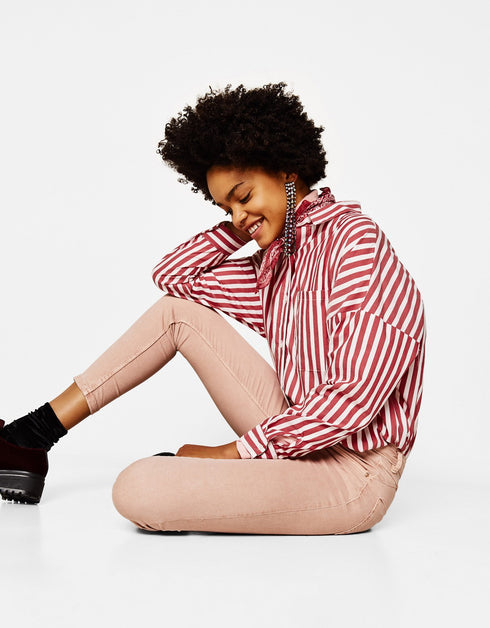 Skinny mid-rise trousers